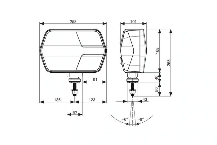 ASPÖCK LuxLED II LED forlygte 7 funktioner 6-benet DEUTSCH DT06-6S højre