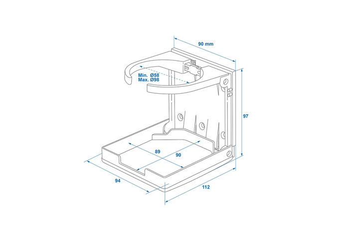 ProPlus 761474V01BK foldbar drikkeholder til dåser og flasker 58-98 mm i diameter