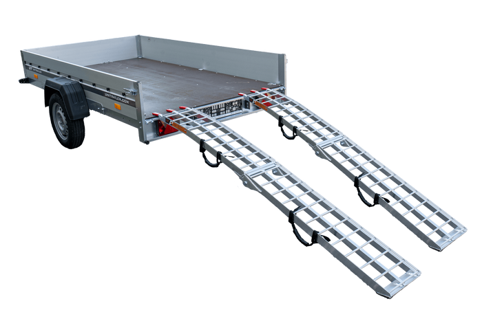 UNITRAILER ALR002 foldbare ramper aluminiumsramper til trailere 221 cm 680 kg med rem, sæt med 2