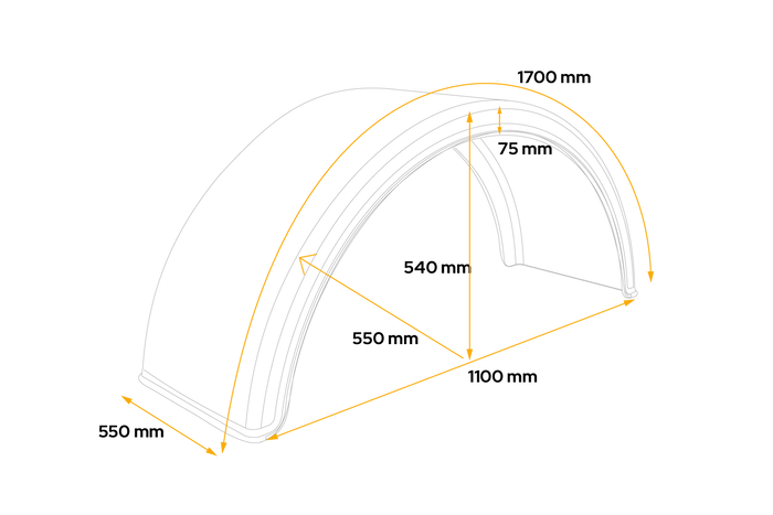 Dobbeltskærm til trailer 19,5-22,5" DOMAR DK1540 hjulkasse 1100/550mm