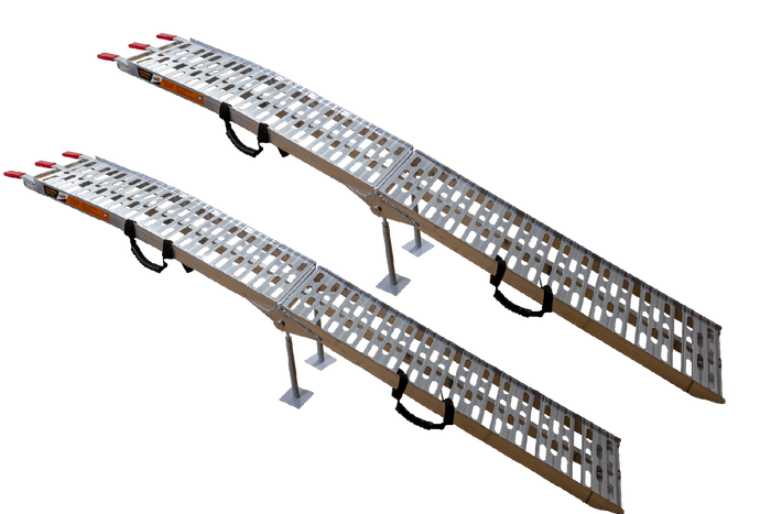 UNITRAILER ALR003 foldbare ramper aluminiumsramper til trailere 221 cm 680 kg med rem og støtte, sæt med 2