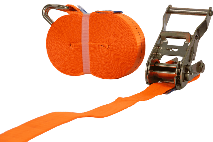 Sæt med fire UNITRAILER 10m/25mm/1t orange transportbånd med strammer