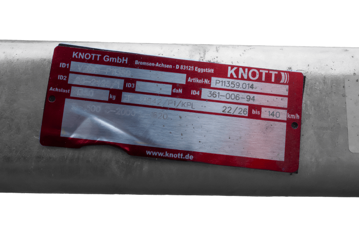 KNOTT P11359.014 VGB13 bremset aksel til bådtrailer 1350kg 1500mm 2000mm 5x112