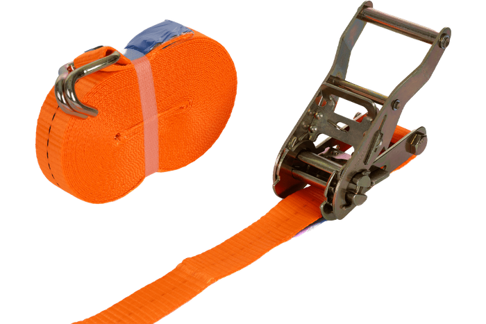 Sæt med fire UNITRAILER 10m/25mm/1t orange transportbånd med strammer