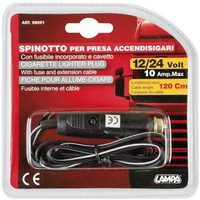 Bilcigarettænderstik 12/24 V med 120 cm kabel