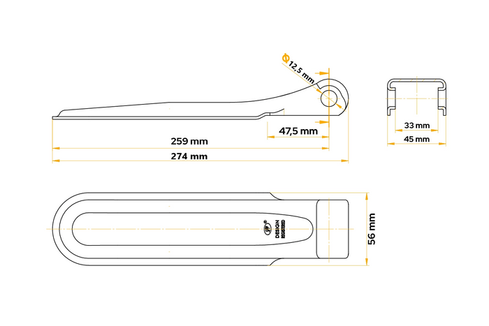 Sidehængsel med håndtag STEELPRESS ZW-01.270A+UZ-01B komplet trailersidemontering